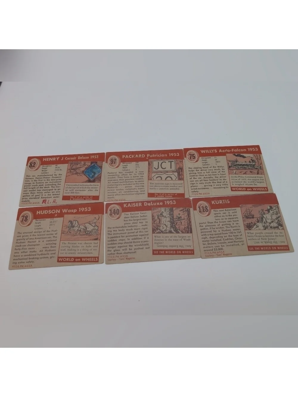 1954 Topps Card Set American Set Packard Kurtis Hudson Kaiser Henry J Willys